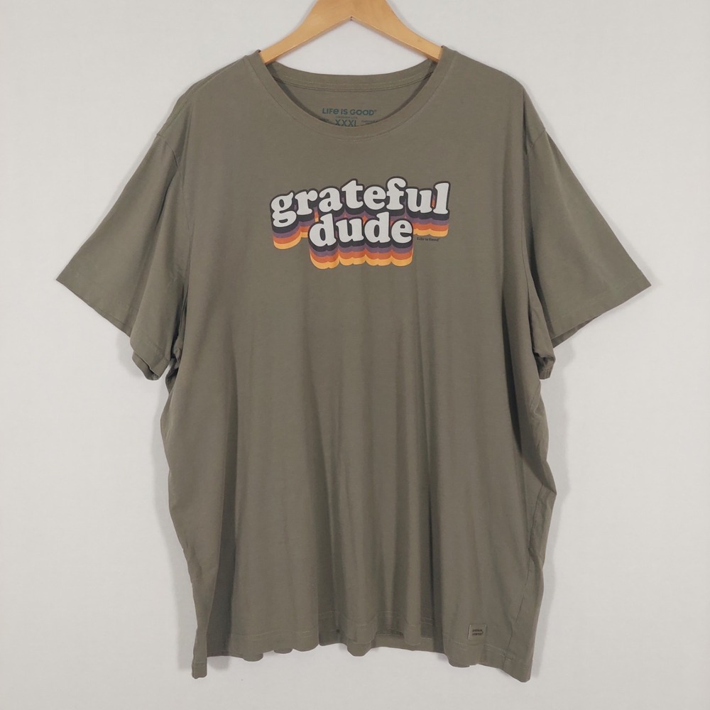 Life is Good Mens XXXL Grateful Dude Tee Shirt Olive Retro 70s Crusher Lite 3XXL
